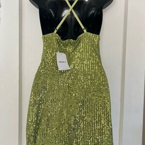 Forever 21 Lime Green Sequin Backless Dress
